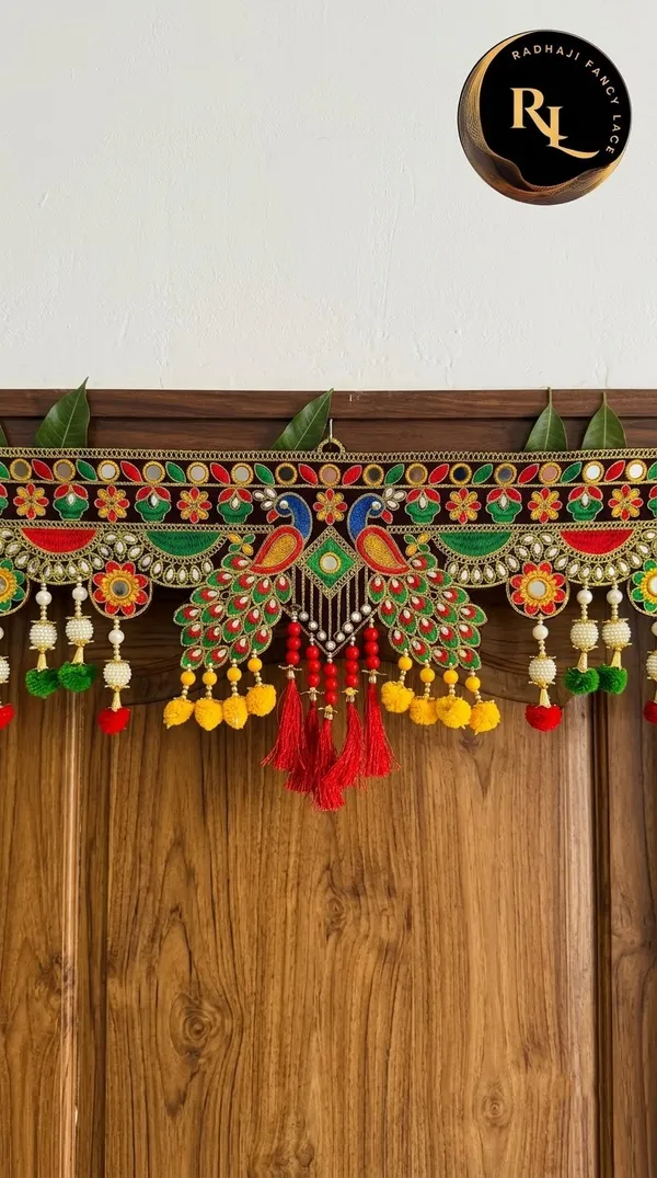 Festive_Door_Toran_/_Bandhanwar_with_Royal_Peacock_Motifs,_Mirror_Work,_and_Colorful_Hanging_Tassels