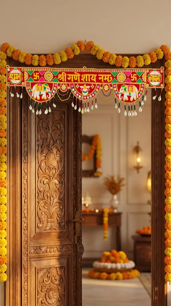 Festive_Velvet_Door_Toran_/_Bandhanwar_with_"Shri_Ganeshay_Namah",_Elephant_Motifs,_and_Cowrie_Shell_Hangings_(36x9_Inch)