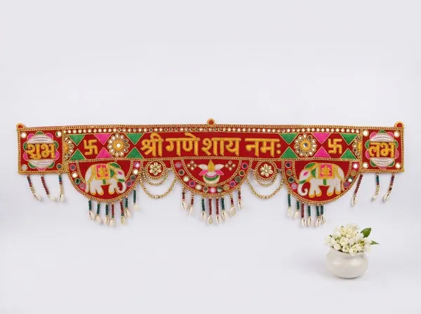 Festive_Velvet_Door_Toran_/_Bandhanwar_with_"Shri_Ganeshay_Namah",_Elephant_Motifs,_and_Cowrie_Shell_Hangings_(36x9_Inch)