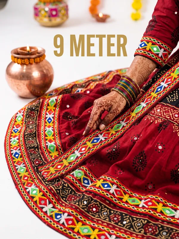 Traditional_Embroidered_Mirror_Work_Lace_Trim_-_Red_Base_With_Multicolor_Floral_Design