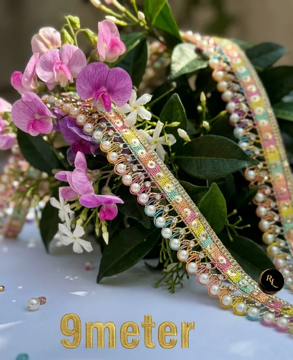 Multi-Color_Thread_&_Pearl_,_Diamond_Embellished_Ethnic_Trim_Border_(_9_Meter_)