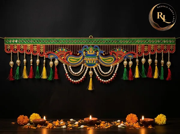 Traditional_Festive_Door_Toran_/_Bandhanwar_with_Kalash,_Royal_Peacock_Motifs,_Cascading_Pearl_Chains,_and_Multicolor_Silk_Tassels_for_Home_Decor