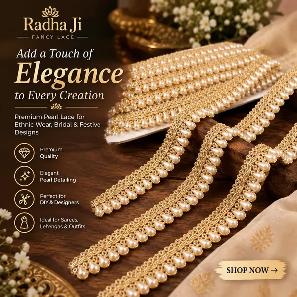 Elevate_your_ethnic_wear,_bridal_couture,_and_festive_outfits_with_this_breathtaking_Teardrop_Pearl_and_Gold_Lace_Trim._Expertly_designed_with_a_shimmering_metallic_gold_woven_base,_this_designer_border_features_a_continuous,_cascading_row_of_lustrous_teardrop-shaped_white_pearls_that_add_rich_texture_and_regal_sophistication_to_any_garment.