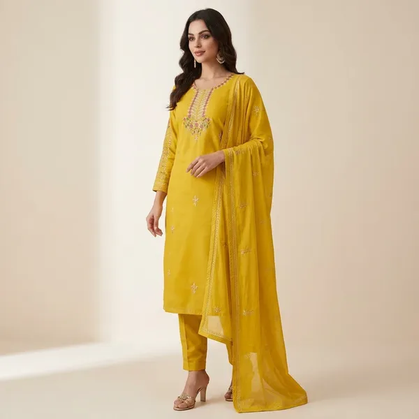 Yellow_Silk_Embroidered_Salwar_Suit_Set_For_Women