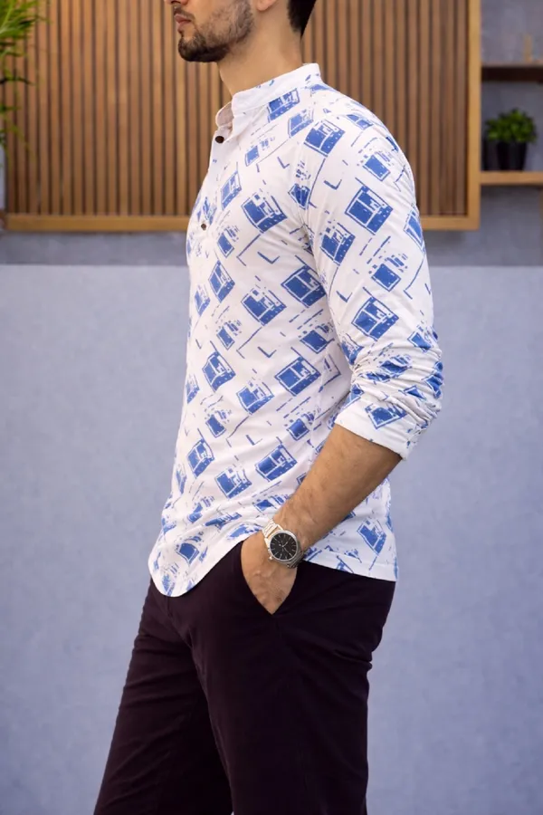Blue_Cotton_Blend_Mandarin_Neck_Full_Sleeve_Printed_Kurta_Shirt_For_Men