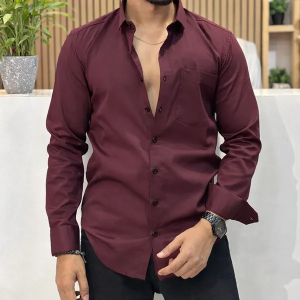 Maroon_Cotton_Blend_Full_Sleeve_Casual_Full_Sleeve_Shirt_For_Men