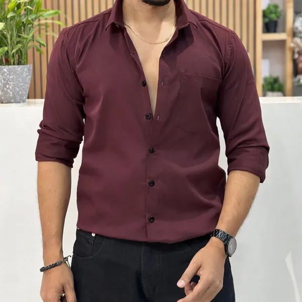 Maroon_Cotton_Blend_Full_Sleeve_Casual_Full_Sleeve_Shirt_For_Men