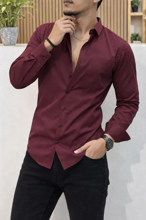 Maroon_Cotton_Blend_Full_Sleeve_Casual_Full_Sleeve_Shirt_For_Men