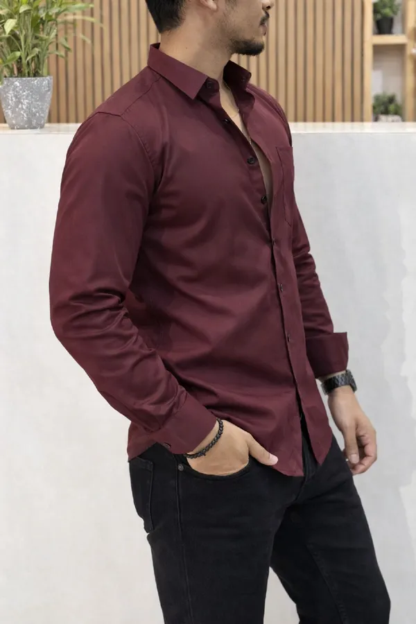 Maroon_Cotton_Blend_Full_Sleeve_Casual_Full_Sleeve_Shirt_For_Men