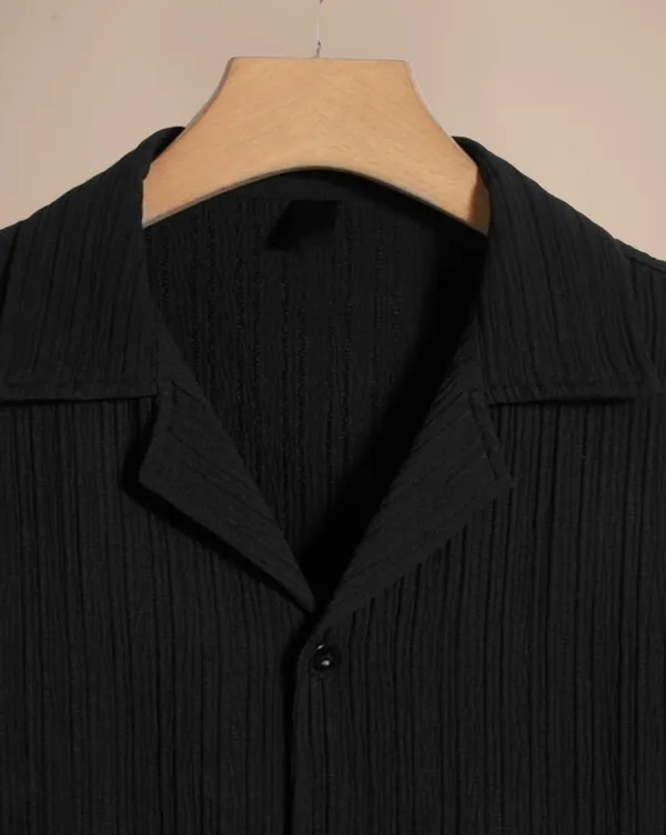 Black_Polycotton_Half_Sleeve_Casual_Half_Sleeve_Shirt_For_Men