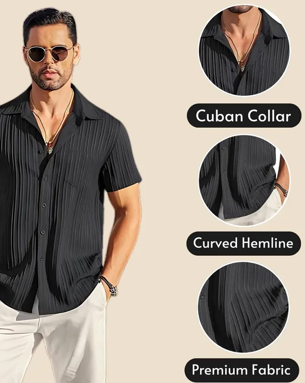 Black_Polycotton_Half_Sleeve_Casual_Half_Sleeve_Shirt_For_Men