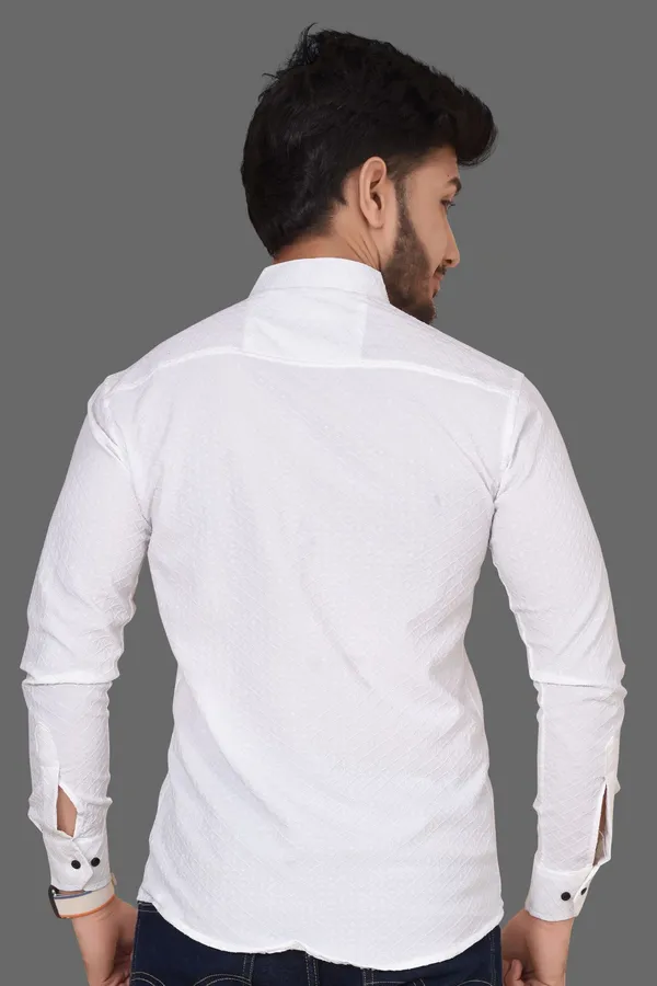 White_Cotton_Blend_Mandarin_Neck_Full_Sleeve_Solid_Kurta_Shirt_For_Men