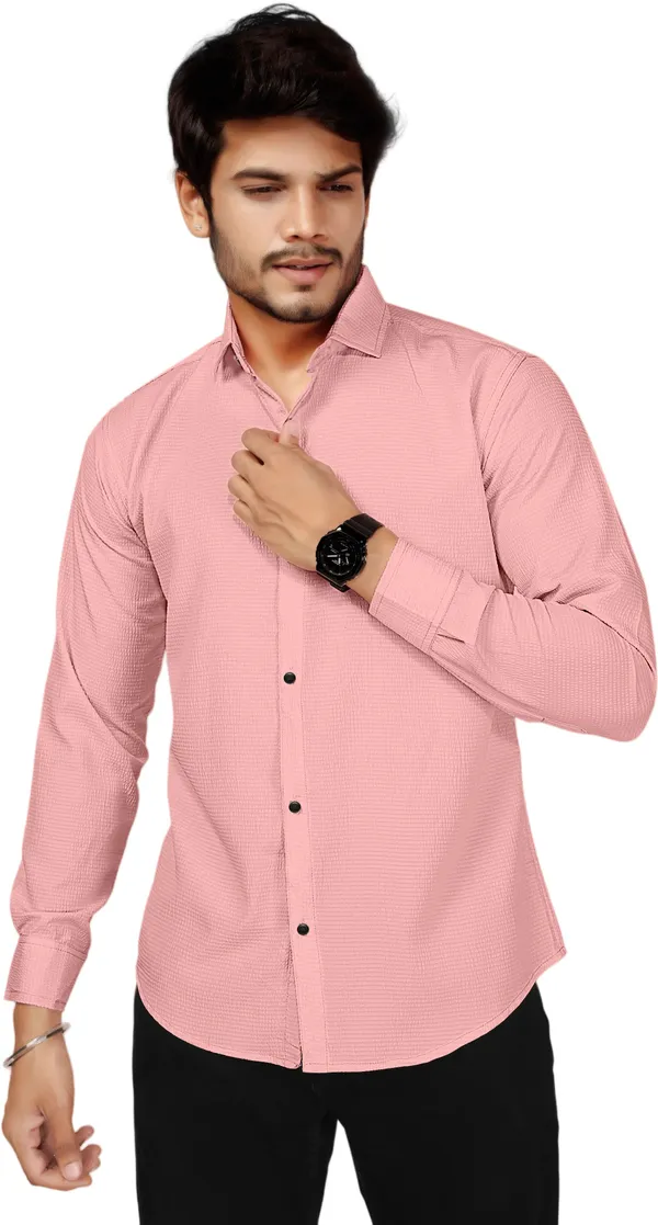 Pink_Polycotton_Full_Sleeve_Casual_Full_Sleeve_Shirt_For_Men