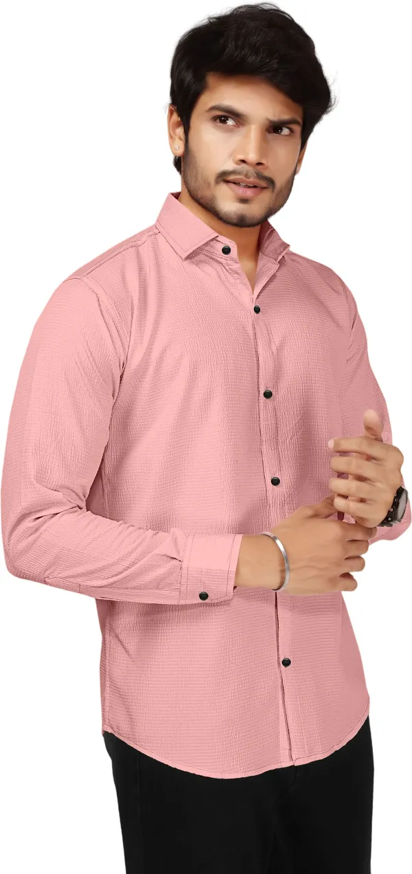 Pink_Polycotton_Full_Sleeve_Casual_Full_Sleeve_Shirt_For_Men