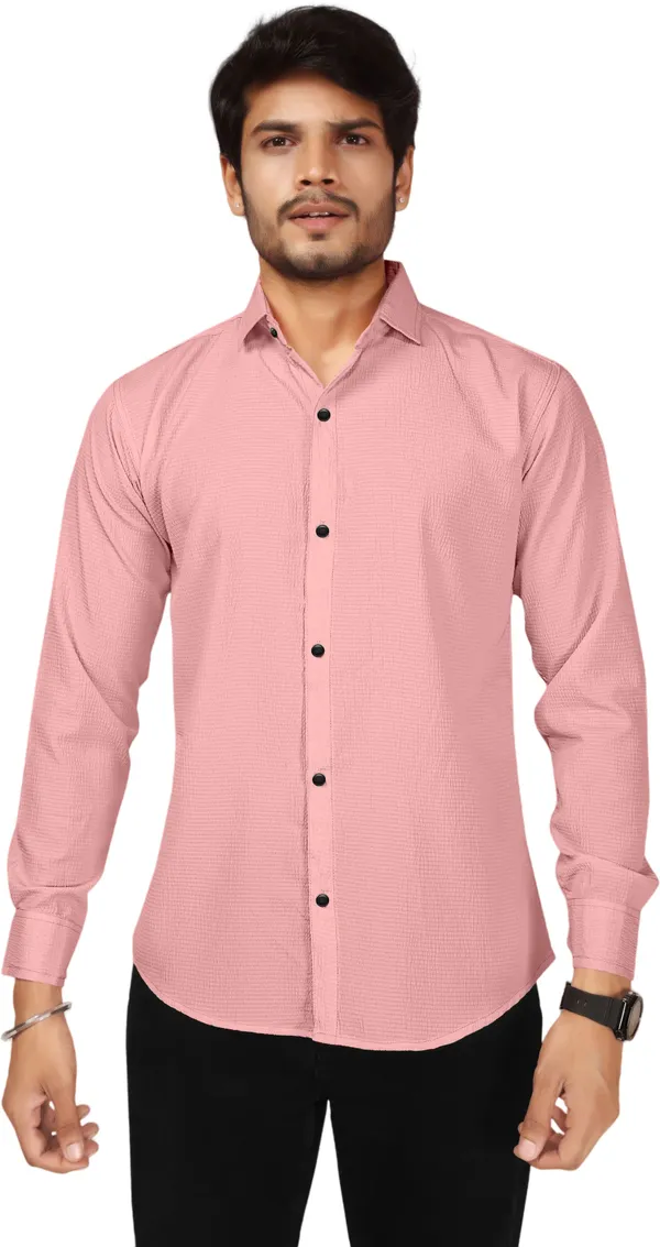 Pink_Polycotton_Full_Sleeve_Casual_Full_Sleeve_Shirt_For_Men