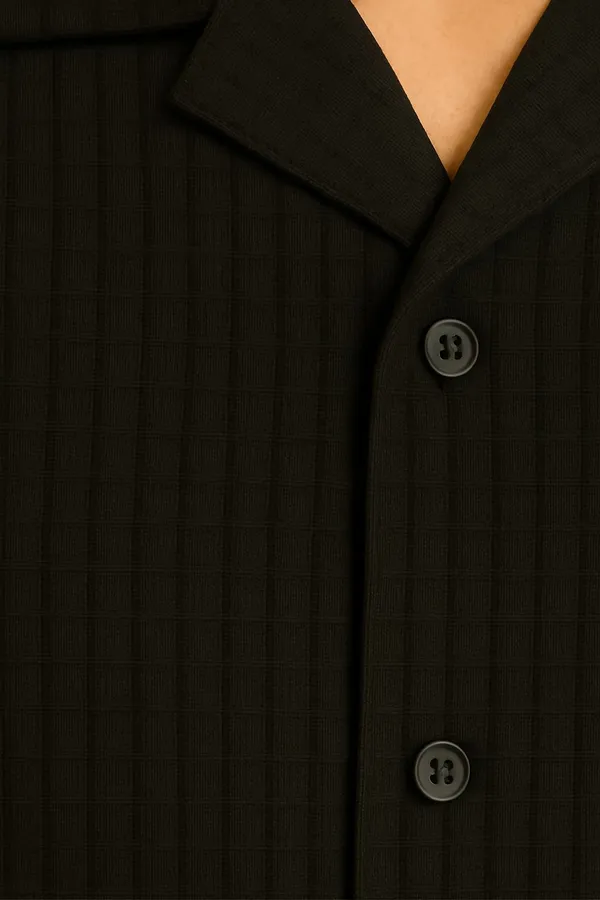 Black_Polycotton_Half_Sleeve_Casual_Half_Sleeve_Shirt_For_Men
