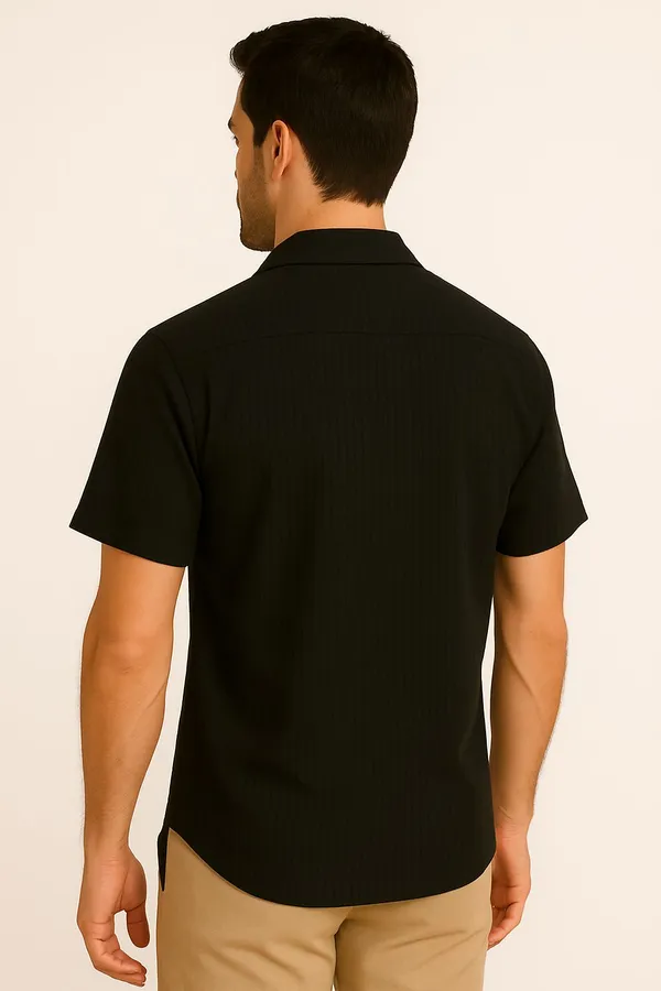 Black_Polycotton_Half_Sleeve_Casual_Half_Sleeve_Shirt_For_Men
