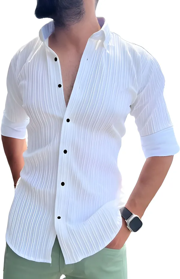 White_Polycotton_Full_Sleeve_Casual_Full_Sleeve_Shirt_For_Men