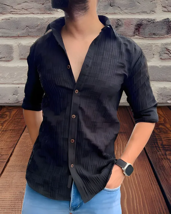 Black_Polycotton_Full_Sleeve_Casual_Full_Sleeve_Shirt_For_Men