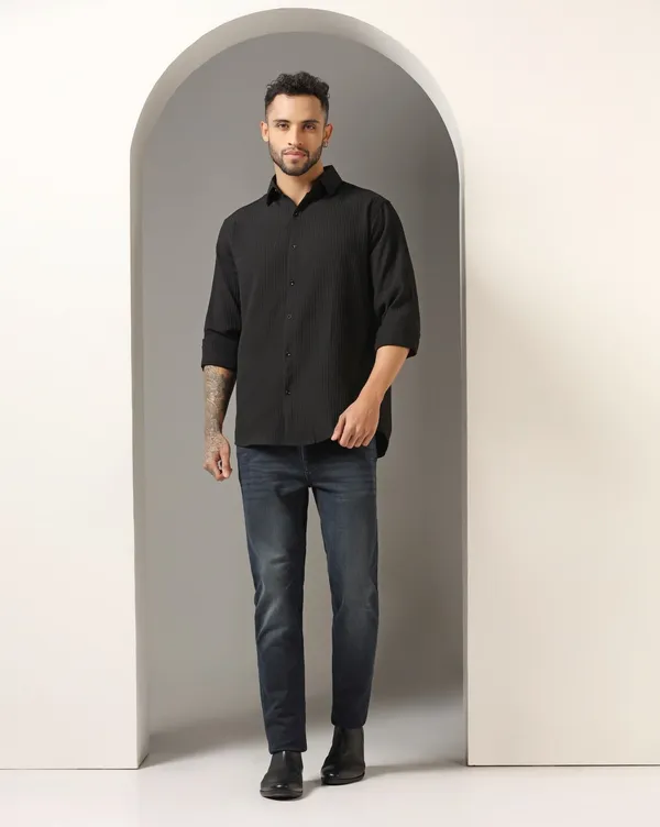 Black_Polycotton_Full_Sleeve_Casual_Full_Sleeve_Shirt_For_Men