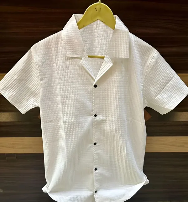 White_Polycotton_Half_Sleeve_Casual_Half_Sleeve_Shirt_For_Men