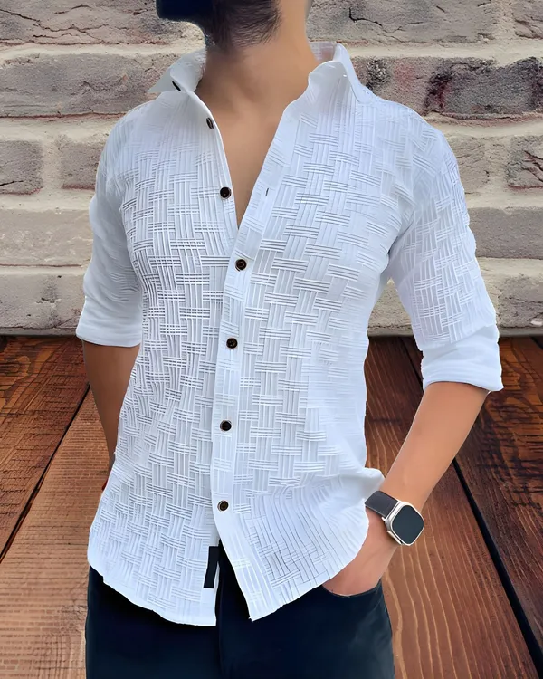 White_Polycotton_Full_Sleeve_Casual_Full_Sleeve_Shirt_For_Men