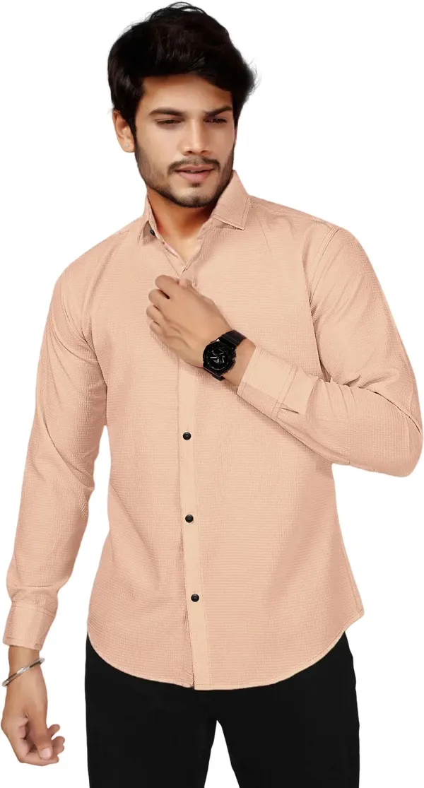 Orange_Polycotton_Full_Sleeve_Casual_Full_Sleeve_Shirt_For_Men