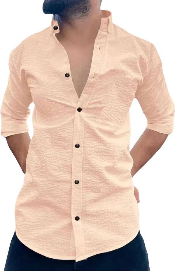 Orange_Polycotton_Full_Sleeve_Casual_Full_Sleeve_Shirt_For_Men