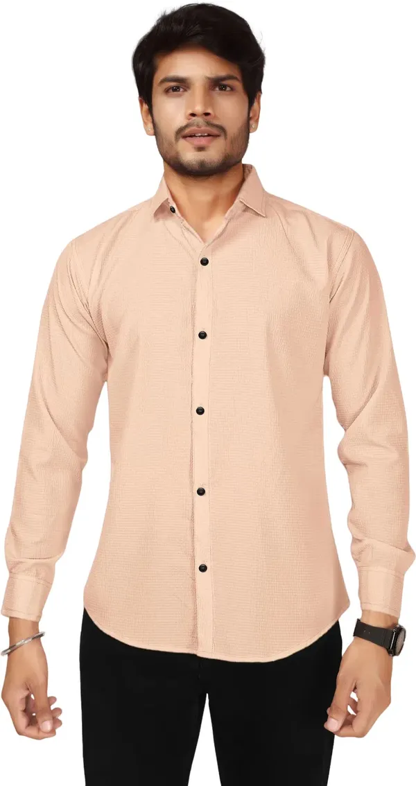 Orange_Polycotton_Full_Sleeve_Casual_Full_Sleeve_Shirt_For_Men