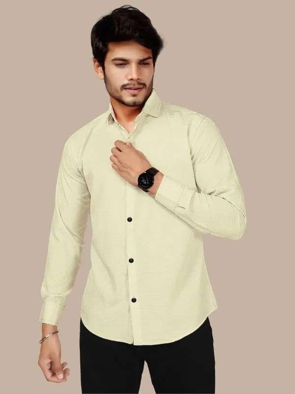 Yellow_Polycotton_Full_Sleeve_Casual_Full_Sleeve_Shirt_For_Men