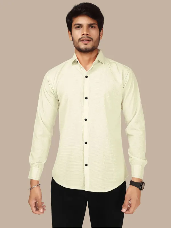 Yellow_Polycotton_Full_Sleeve_Casual_Full_Sleeve_Shirt_For_Men