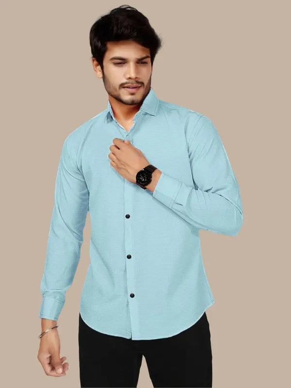 Light_Blue_Polycotton_Full_Sleeve_Casual_Full_Sleeve_Shirt_For_Men