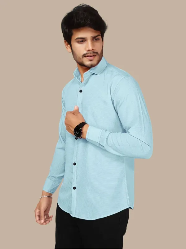 Light_Blue_Polycotton_Full_Sleeve_Casual_Full_Sleeve_Shirt_For_Men