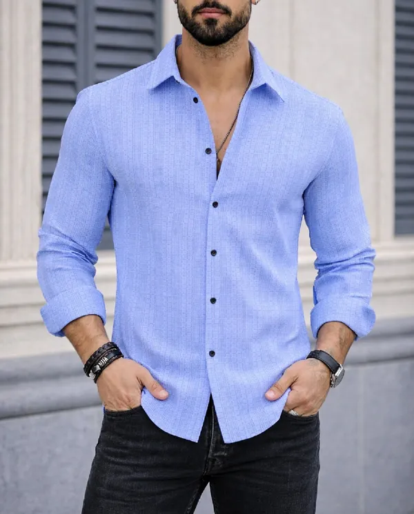 Blue_Polycotton_Full_Sleeve_Casual_Full_Sleeve_Shirt_For_Men