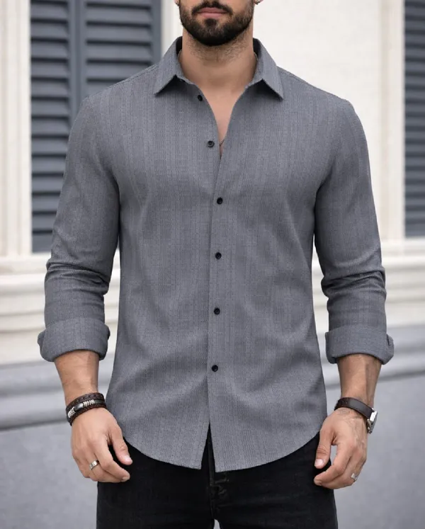Grey_Polycotton_Full_Sleeve_Casual_Full_Sleeve_Shirt_For_Men