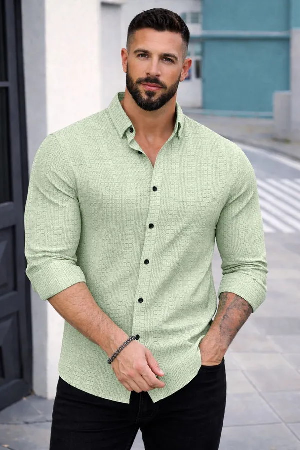 Green_Polycotton_Full_Sleeve_Casual_Full_Sleeve_Shirt_For_Men