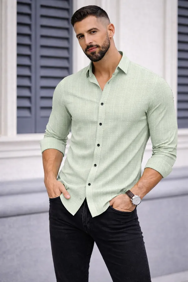 Green_Polycotton_Full_Sleeve_Casual_Full_Sleeve_Shirt_For_Men