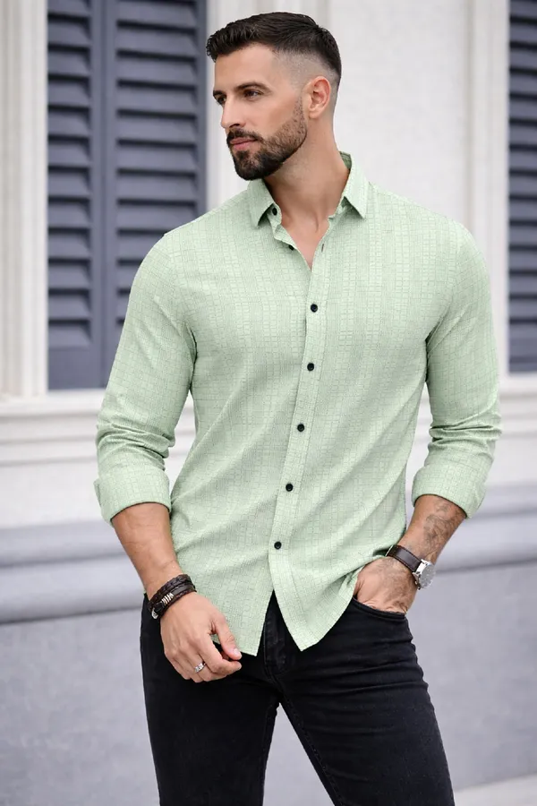 Green_Polycotton_Full_Sleeve_Casual_Full_Sleeve_Shirt_For_Men