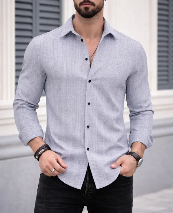 Silver_Polycotton_Full_Sleeve_Casual_Full_Sleeve_Shirt_For_Men