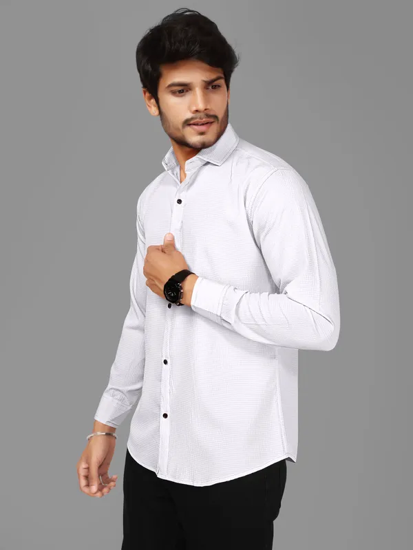 White_Polycotton_Full_Sleeve_Casual_Full_Sleeve_Shirt_For_Men