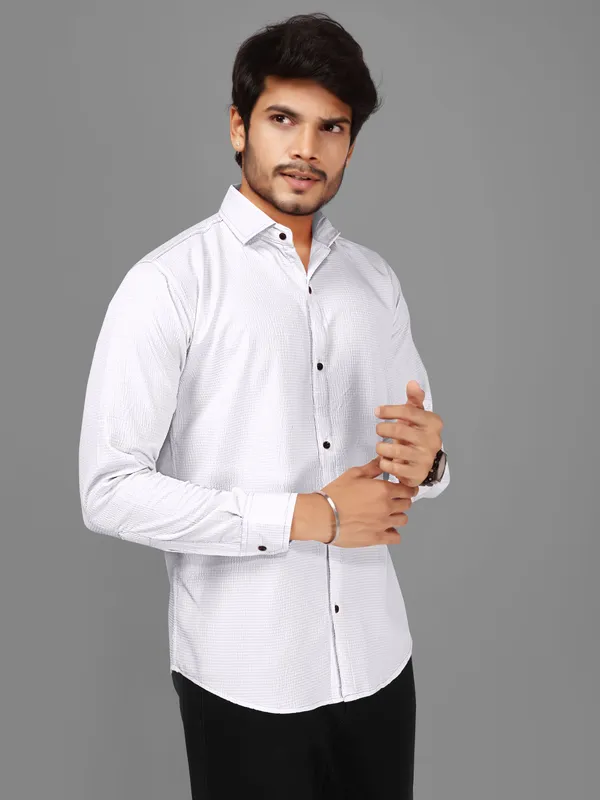 White_Polycotton_Full_Sleeve_Casual_Full_Sleeve_Shirt_For_Men