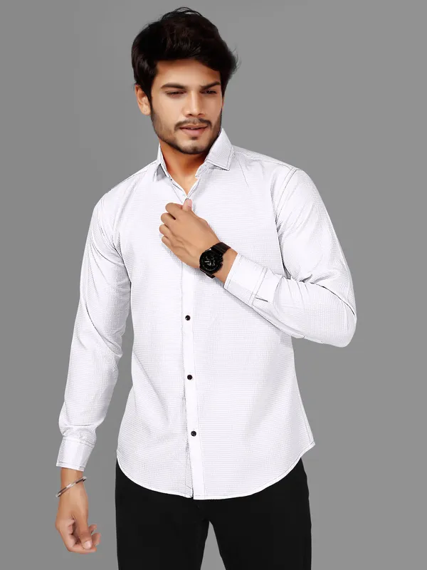 White_Polycotton_Full_Sleeve_Casual_Full_Sleeve_Shirt_For_Men