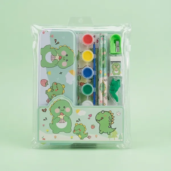 Cute_Dinosaur_Stationery_Set_For_Kids_Green