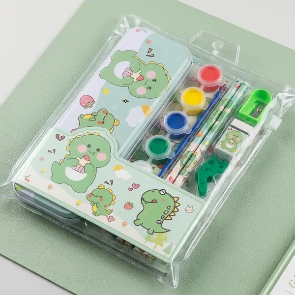 Cute_Dinosaur_Stationery_Set_For_Kids_Green