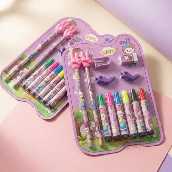 Cute_Cartoon_Character_Stationery_Set_Pink_Peace_Sign_Pencils_Markers_And_Accessories_Pack_of_2