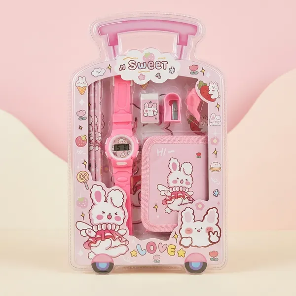 Sweet_Bunny_Themed_Kids_Gift_Set_Pink_Digital_Watch_Wallet_And_Stationery_Combo