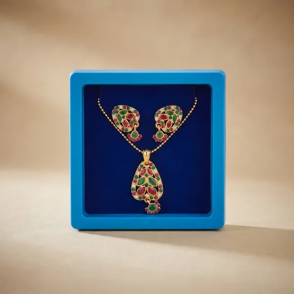 Multicolor_Stone_Studded_Peacock_Pendant_Set_With_Earrings
