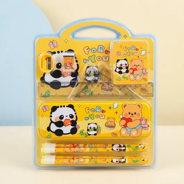 Cute_Panda_Themed_Yellow_Stationery_Set_For_Kids