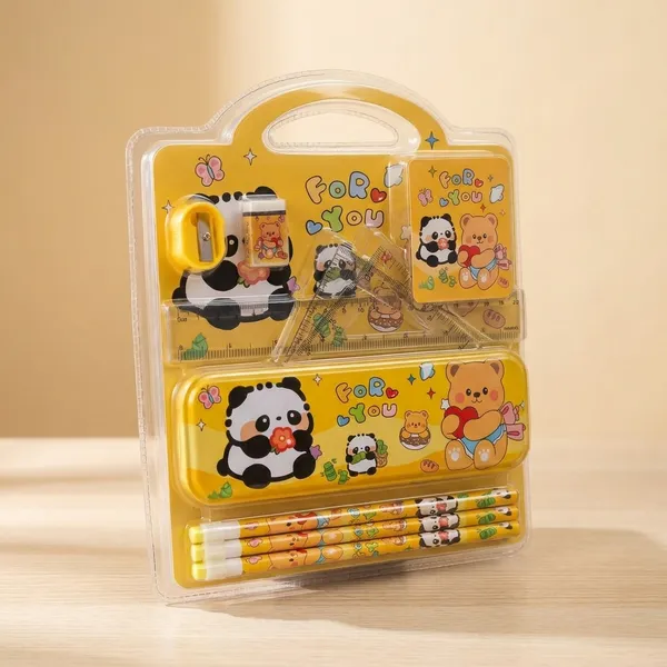Cute_Panda_Themed_Yellow_Stationery_Set_For_Kids