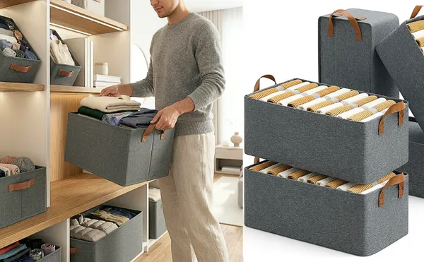Grey_Non_Woven_Fabric_Kitchen_Clothes_Storage_Organizer_(Pack_Of_2)